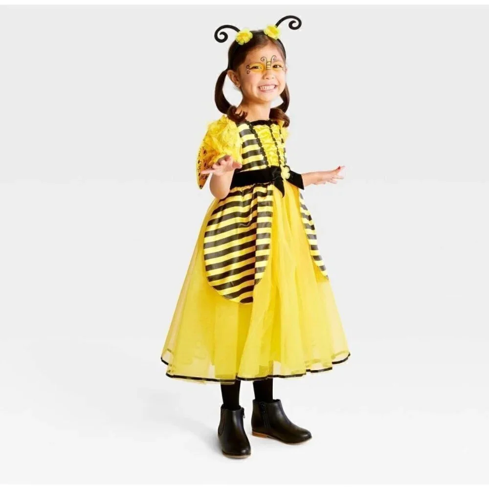 Target Toddler Bumblebee Halloween Costume Dress Headpiece 4-5T - Hyde & EEK! - Picture 3 of 8